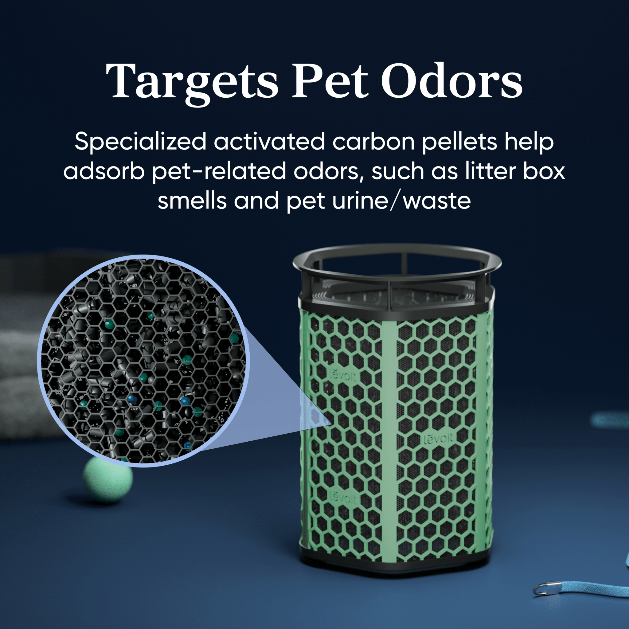 filtro purificador de aire de carbón activado levoit eleva 300x para mascotas