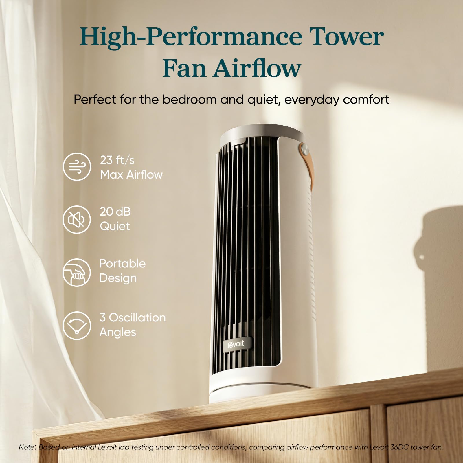 ventilador de torre de escritorio portátil levoit windi mini