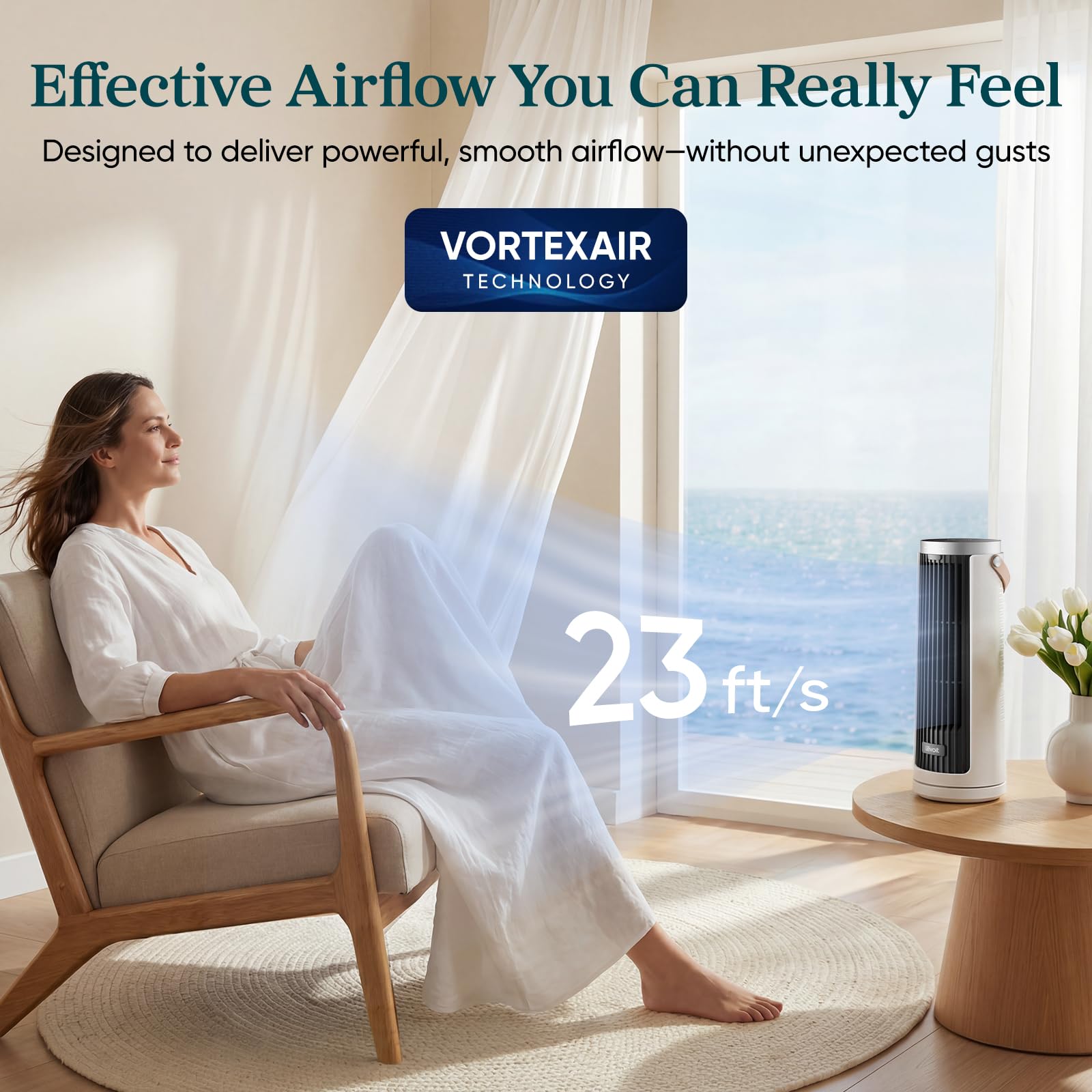 ventilador de torre de escritorio portátil levoit windi mini