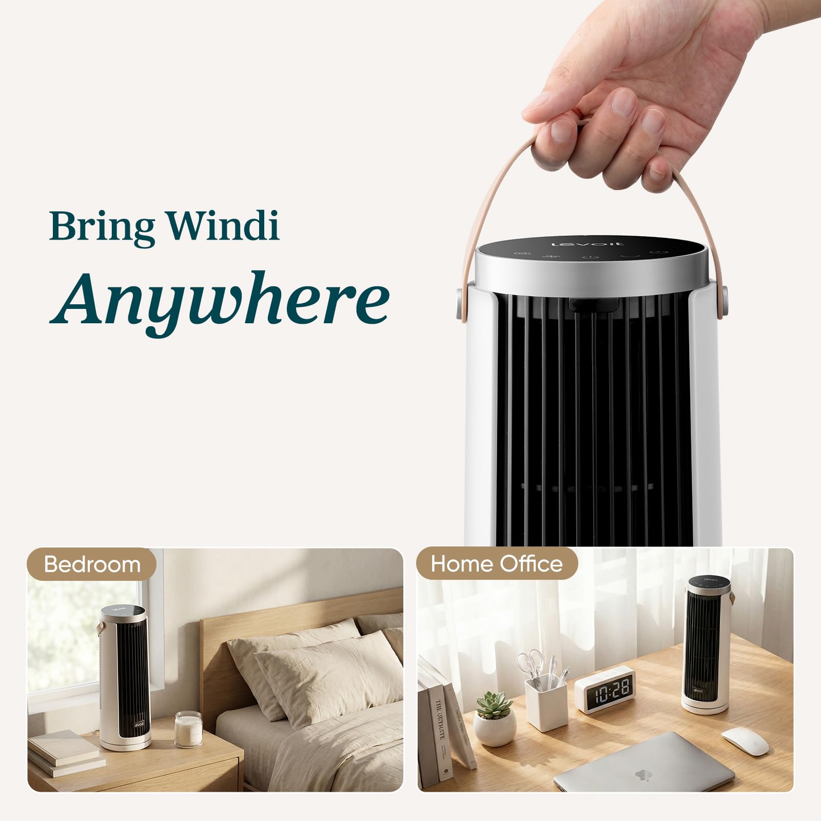 ventilador de torre de escritorio portátil levoit windi mini