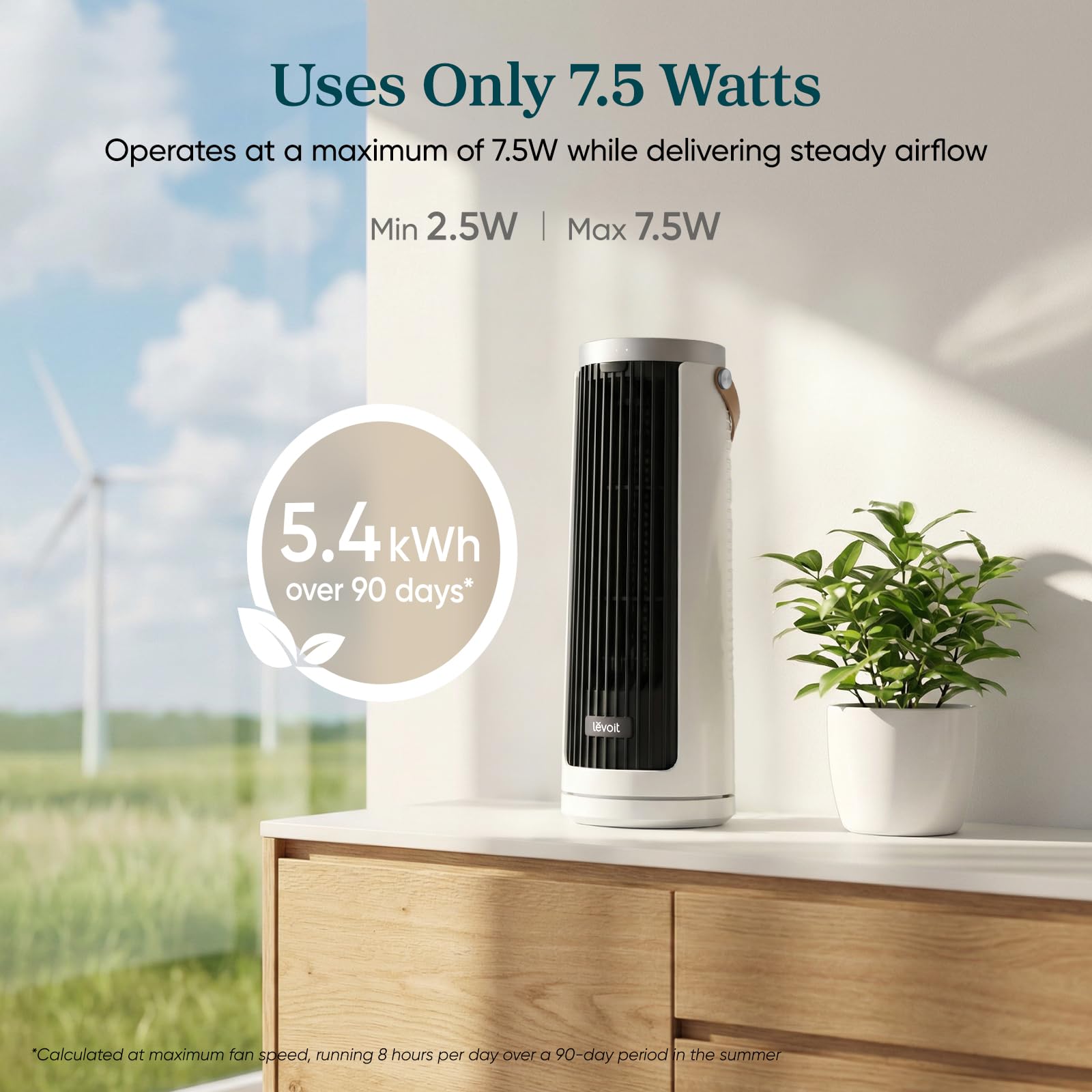 ventilador de torre de escritorio portátil levoit windi mini