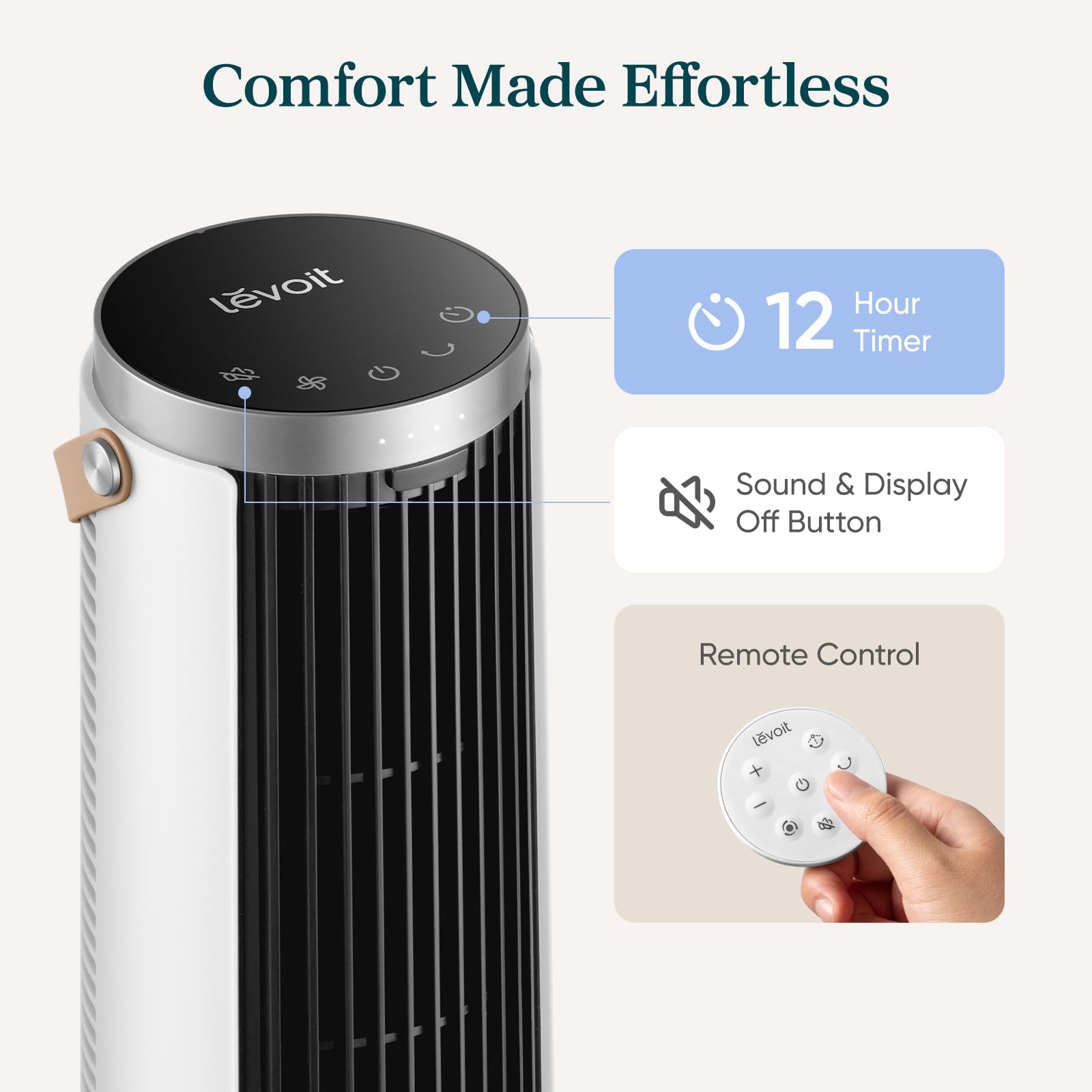 ventilador de torre de escritorio portátil levoit windi mini