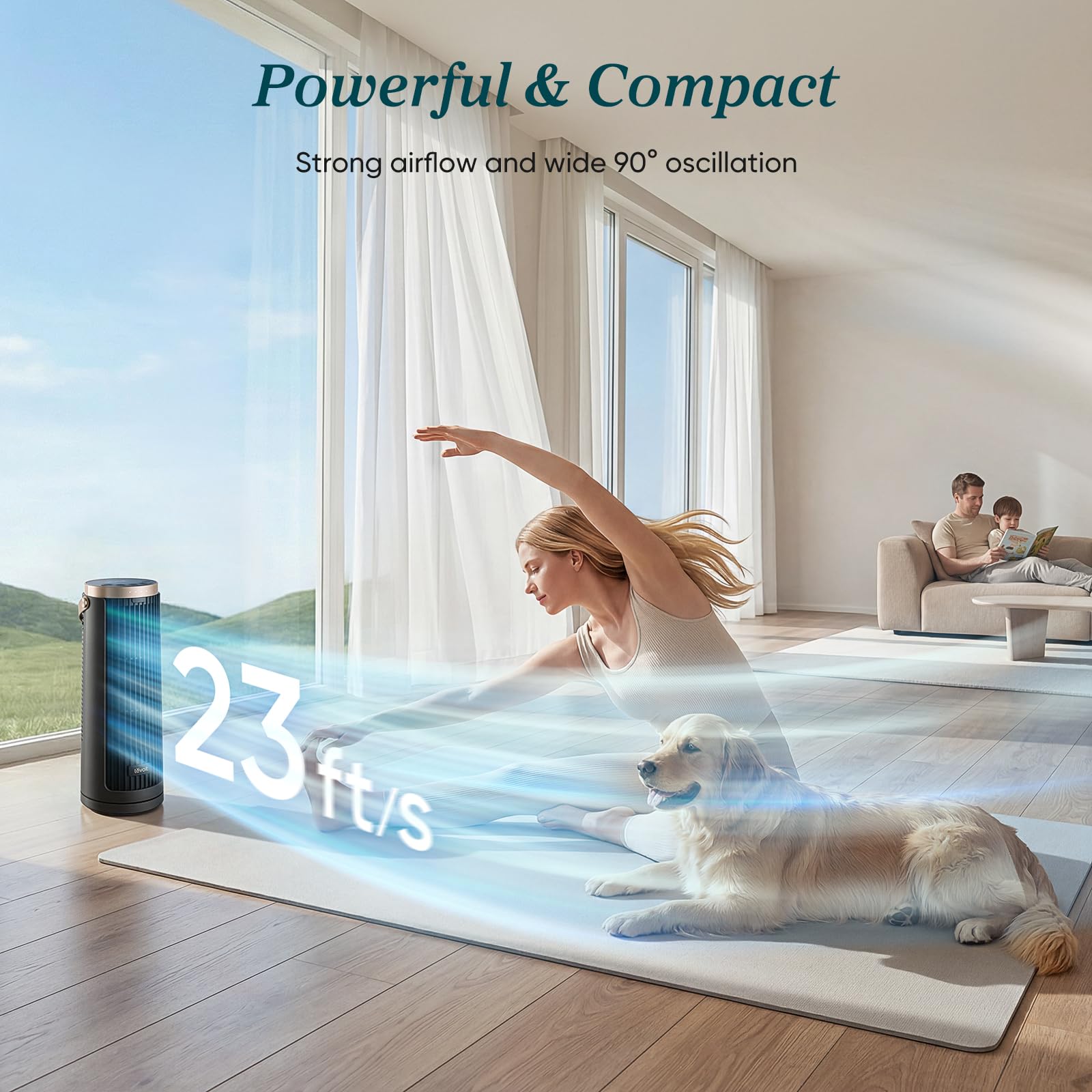 ventilador de torre de escritorio portátil levoit windi mini pro
