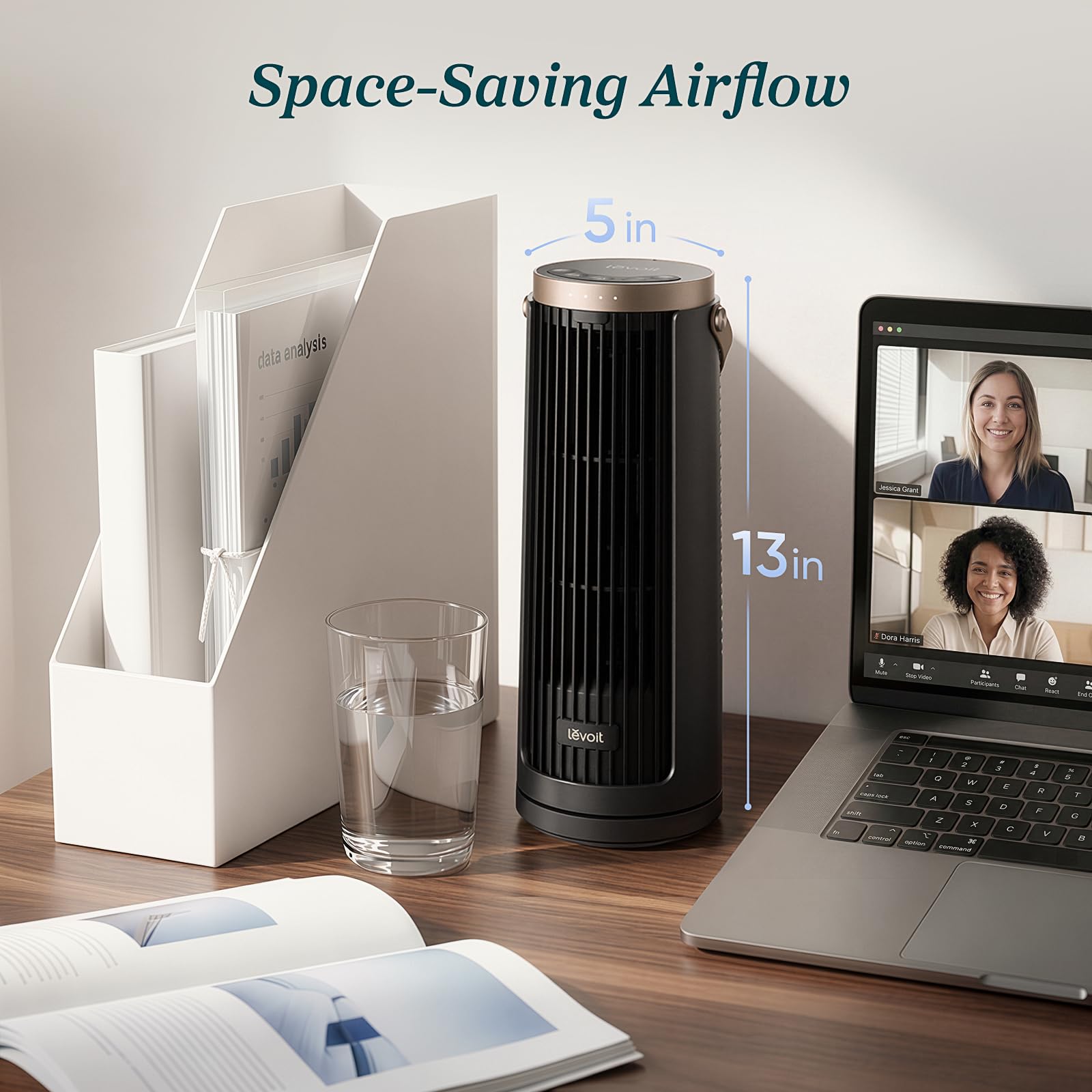 ventilador de torre de escritorio portátil levoit windi mini pro