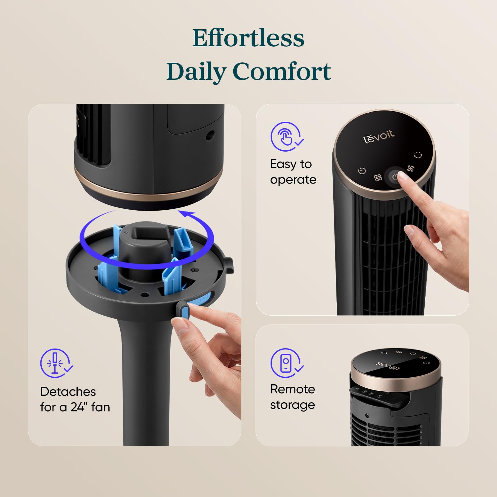 ventilador de torre inteligente levoit windi lift