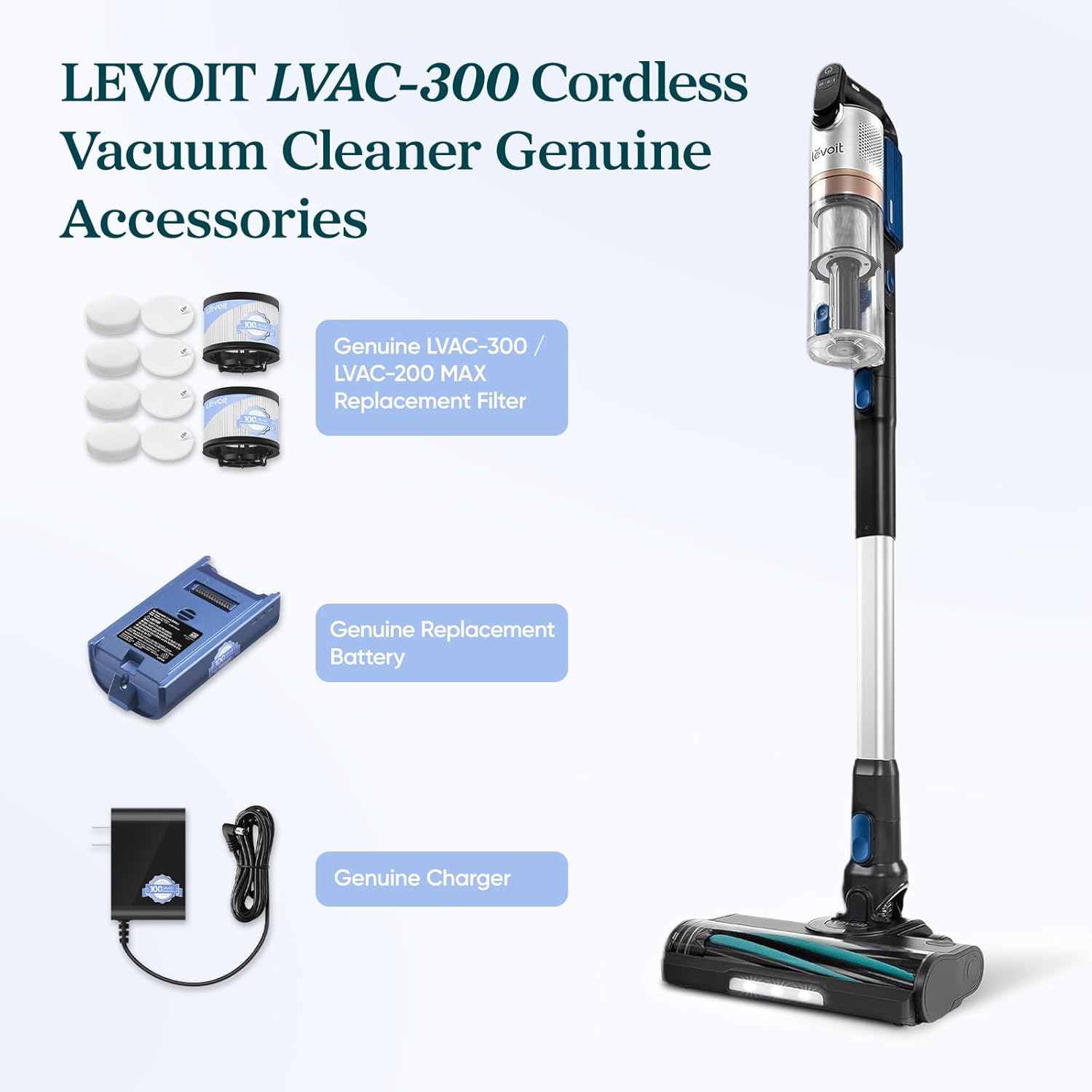 cargador oficial para aspiradora inalámbrica levoit lvac-300